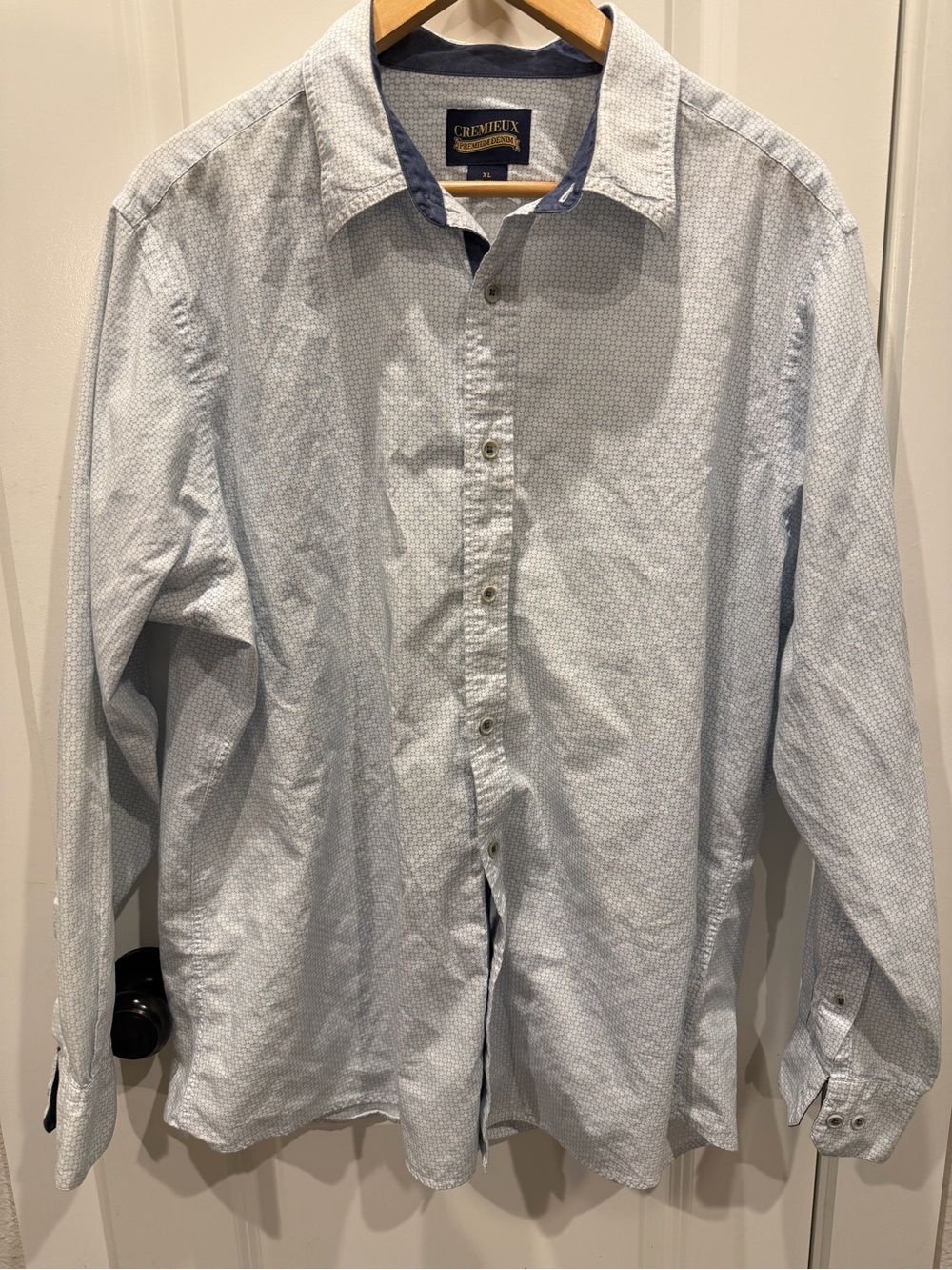 Daniel Cremieux Blue Micro-Patterned Long-Sleeve Dress Shirt